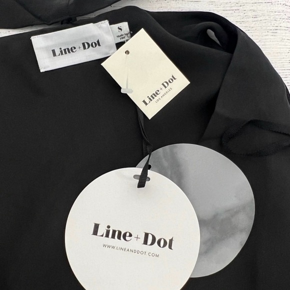 NWT Line & Dot Blouse with Tie Front Black Size Small - Picture 14 of 16